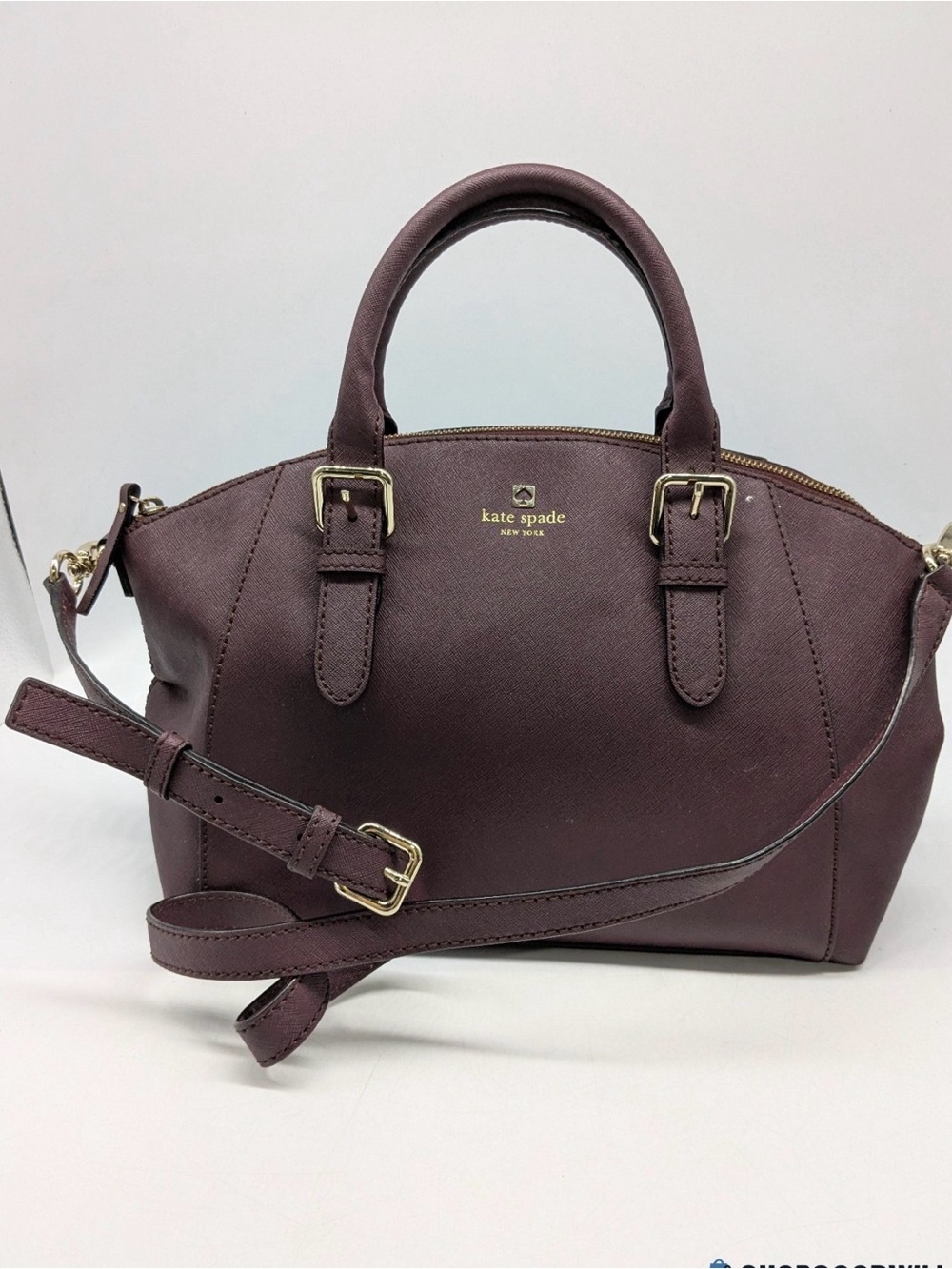 kate spade Plum-Red Dome Satchel with Gold Hardware